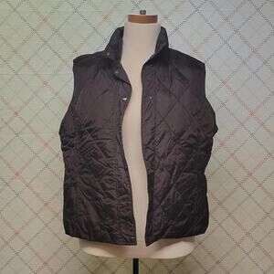 Lands End Brown Puffer Down Vest Ladies Size XL Petite